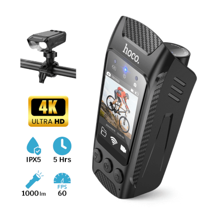 กล้องติดจักรยาน HOCO DV104 4K 60FPS พร้อมไฟหน้าในต...